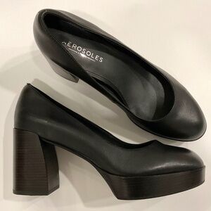 AEROSOLES Zarina Platform Pump Black Leather Size 9 NEW